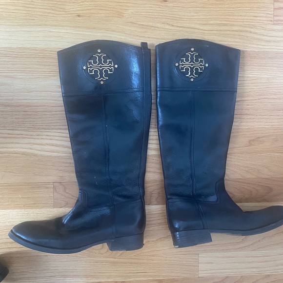 COPY - Tory Burch Kiernan logo Leather riding boot black - Picture 4 of 11